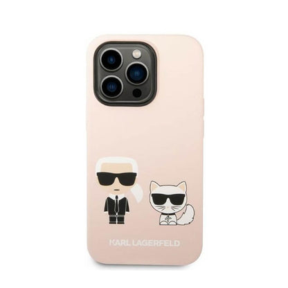 Karl Lagerfeld Liquid Silicone Karl & Choupette MagSafe – dėklas skirtas iPhone 14 Pro (rožinis)
