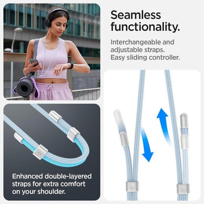 Spigen universalus dirželių rinkinys per petį ir ant riešo – dirželis telefonui per petį ir ant riešo („Mute Blue“)