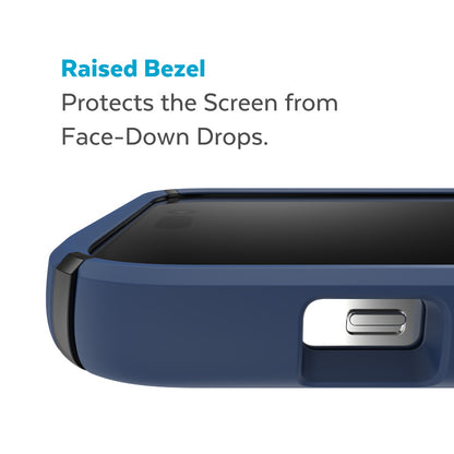 Speck Presidio2 Pro - dėklas iPhone 14 Pro Max su MICROBAN danga (Pakrantės mėlyna / juoda / balta)