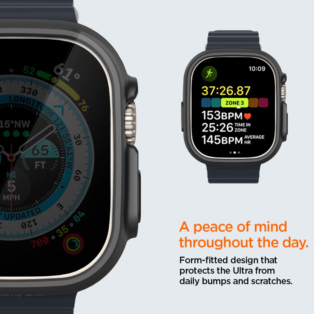Spigen Thin Fit – dėklas skirtas „Apple Watch Ultra 49 mm“ (juodas)