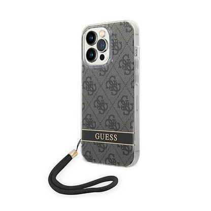 Guess 4G Print Cord – dėklas iPhone 14 Pro Max (juodas)