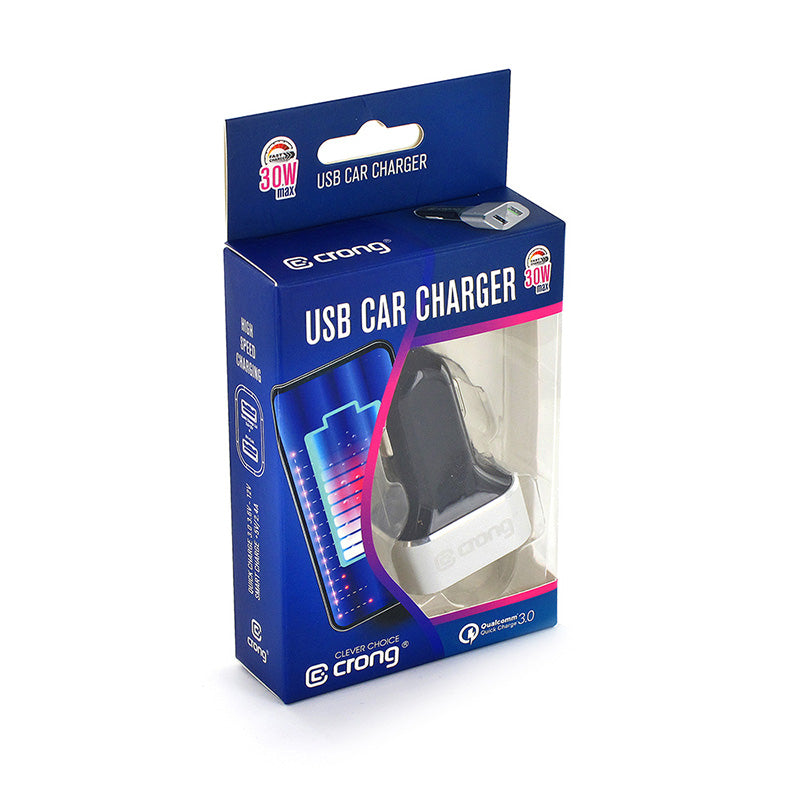 Crong Power automobilinis įkroviklis 30W 2 prievadų USB su QC 3.0 (aliuminis)