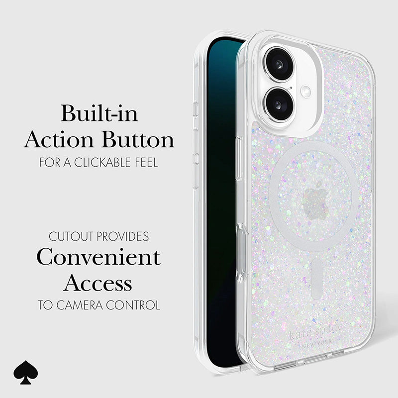 Kate Spade New York Apsauginis dėklas suderinamas su MagSafe – skirtas iPhone 16 (Stambūs blizgučiai)