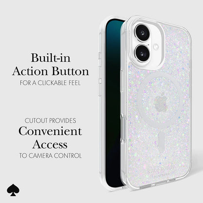 Kate Spade New York Apsauginis dėklas suderinamas su MagSafe – skirtas iPhone 16 (Stambūs blizgučiai)