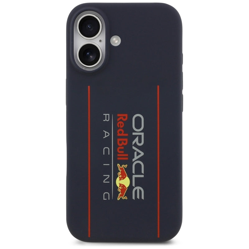 „Red Bull“ silikoninis „Oversize Vertical Logo MagSafe“ dėklas – iPhone 17 dėklas (tamsiai mėlynas)