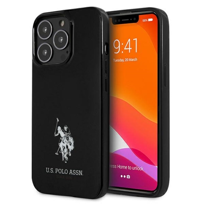 US Polo Assn Horses Logo – dėklas, skirtas iPhone 13 Pro (juodas)