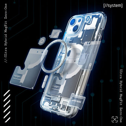 Spigen Ultra Hybrid MagSafe – dėklas, skirtas „iPhone 15 Plus“ (Zero One White)