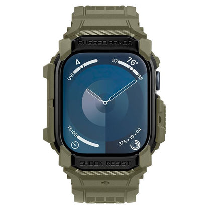 Spigen Rugged Armor Pro - Apyrankė su dėklu, skirta Apple Watch 10 46 mm (Vintage Khaki)