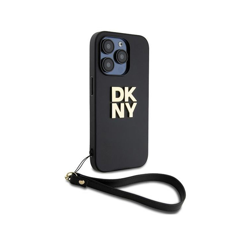 DKNY Riešo dirželis su „Stock Logo“ – dėklas „iPhone 15 Pro“ (juodas)