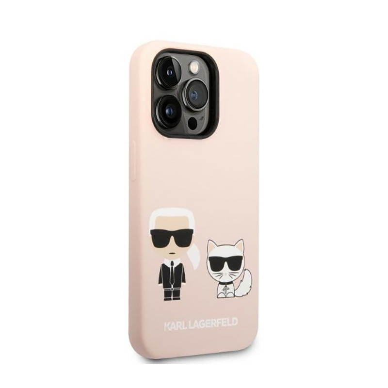Karl Lagerfeld Liquid Silicone Karl & Choupette MagSafe – dėklas skirtas iPhone 14 Pro (rožinis)