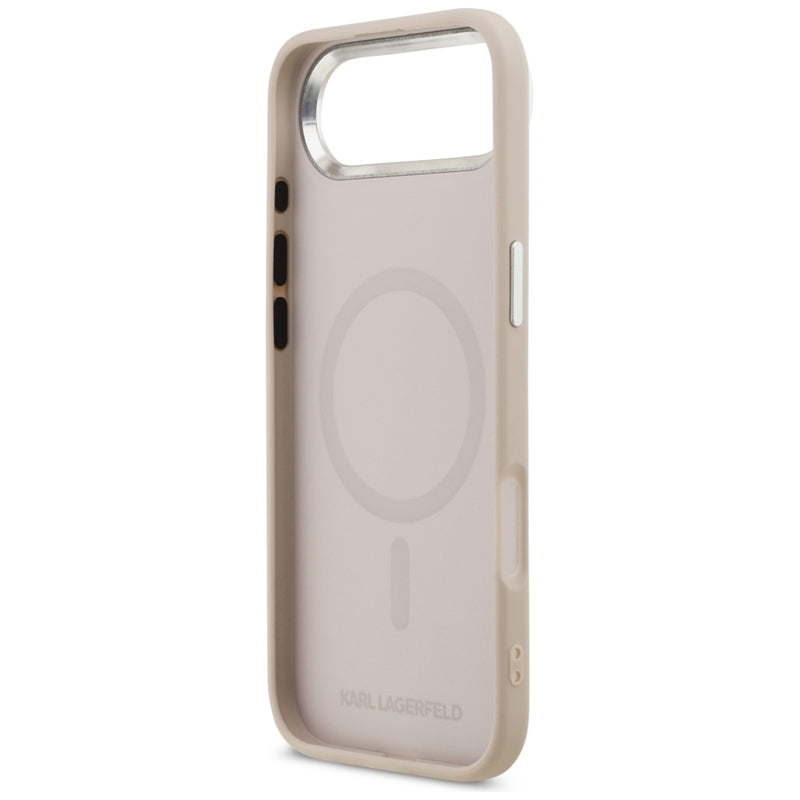 Karl Lagerfeld Dėklas iPhone Air su Karl & Choupette sagėmis, MagSafe (rožinis)