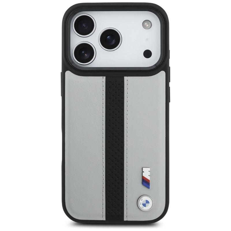 BMW M perforuota juostelės logotipas MagSafe - iPhone 17 Pro dėklas (pilkas)