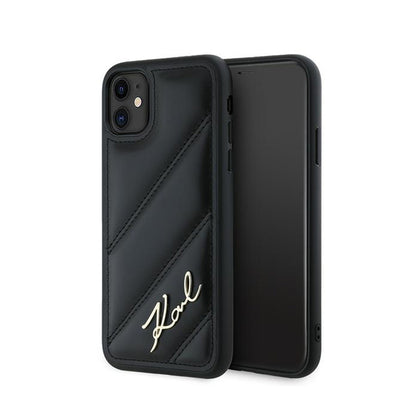 Karl Lagerfeld Diagonal Quilted Script – dėklas iPhone 11 (juodas)