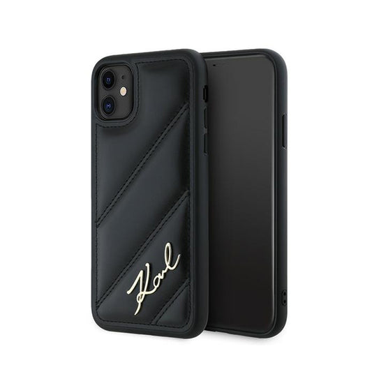 Karl Lagerfeld Diagonal Quilted Script – dėklas iPhone 11 (juodas)