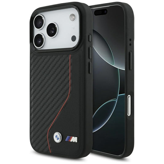 BMW M Carbon Line ir logotips MagSafe - dėklas iPhone 17 Pro (raudonas)