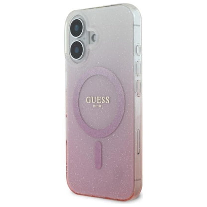 Guess IML Glitter Gradient MagSafe – dėklas, skirtas iPhone 16 (rožinis)