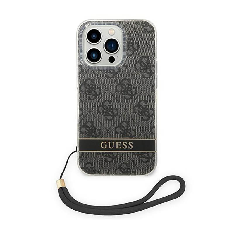 Guess 4G Print Cord – dėklas iPhone 14 Pro Max (juodas)