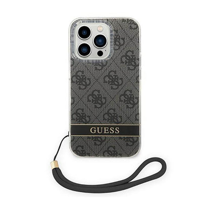 Guess 4G Print Cord – dėklas iPhone 14 Pro Max (juodas)
