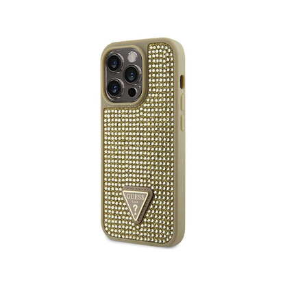 Guess Rhinestone Triangle – dėklas, skirtas „iPhone 14 Pro“ (auksinis)