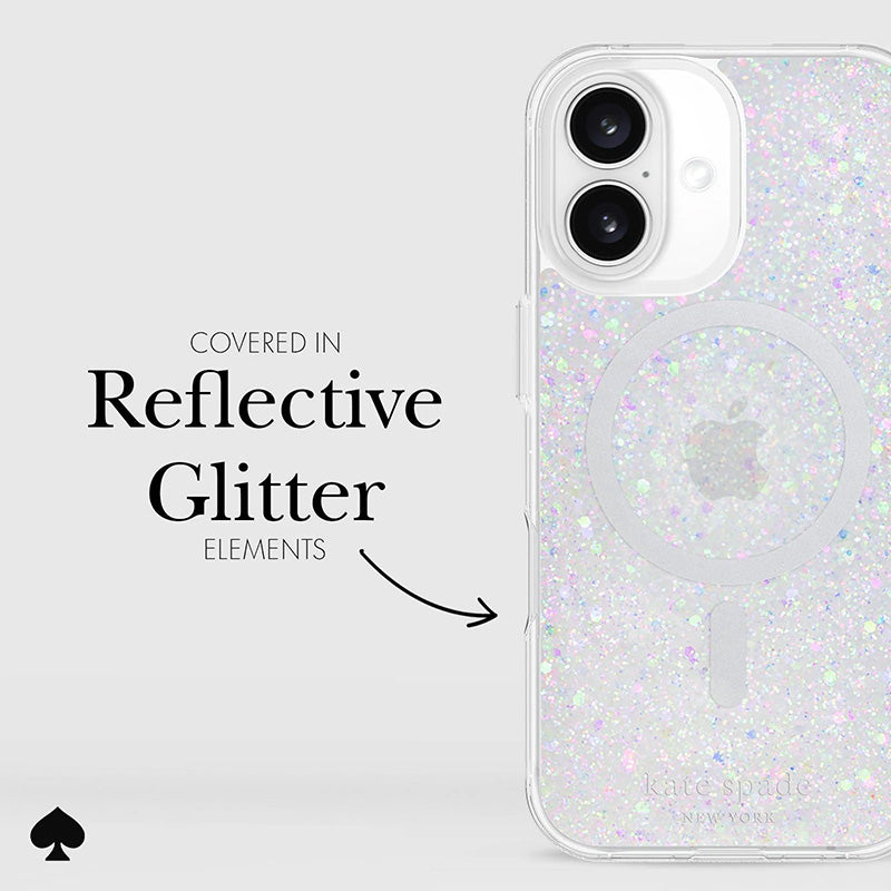 Kate Spade New York Apsauginis dėklas suderinamas su MagSafe – skirtas iPhone 16 (Stambūs blizgučiai)