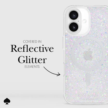 Kate Spade New York Apsauginis dėklas suderinamas su MagSafe – skirtas iPhone 16 (Stambūs blizgučiai)