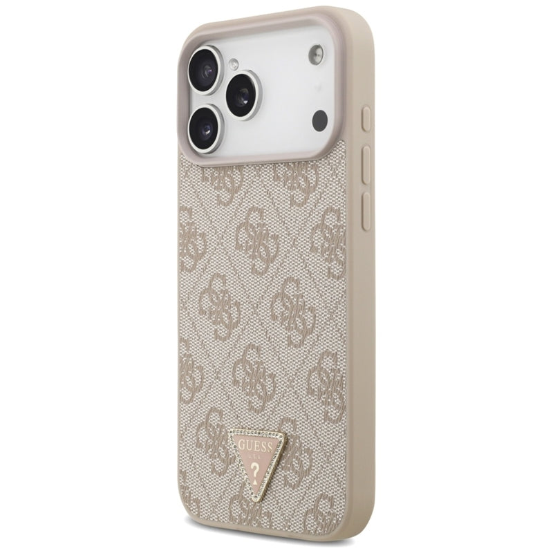 Guess Odinio 4G Triangle Strass dėklas iPhone 17 Pro Max (rožinis)
