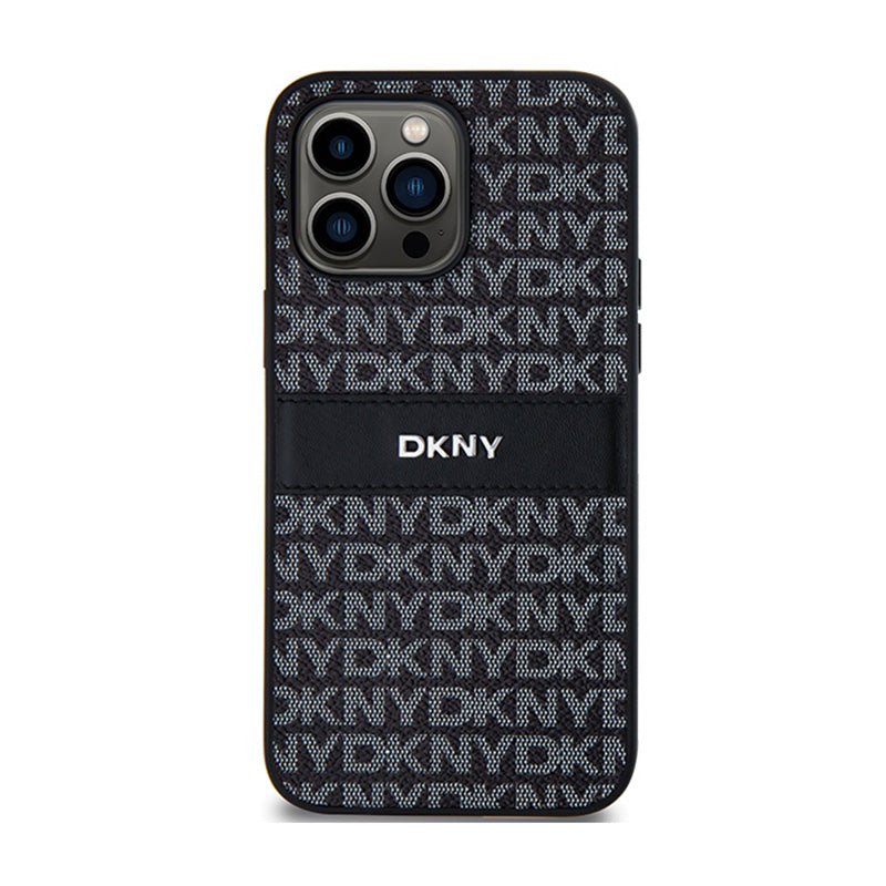 DKNY odinis „Mono Stripe & Metal Logo“ – „iPhone 14 Pro“ dėklas (juodas)