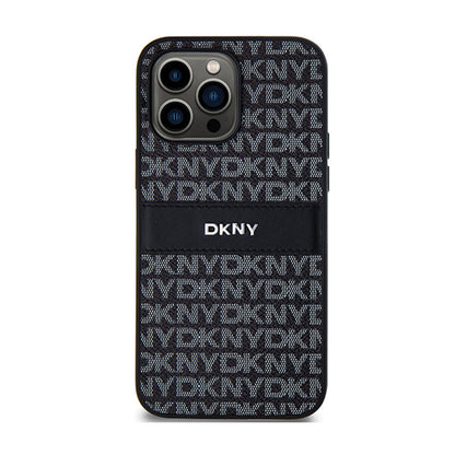 DKNY odinis „Mono Stripe & Metal Logo“ – „iPhone 14 Pro“ dėklas (juodas)