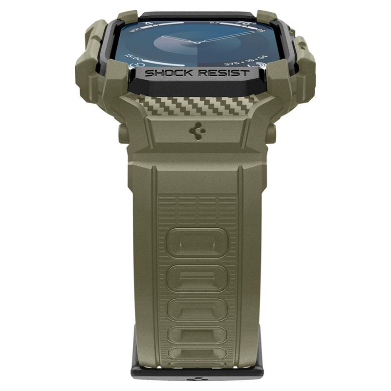 Spigen Rugged Armor Pro - Apyrankė su dėklu, skirta Apple Watch 10 46 mm (Vintage Khaki)