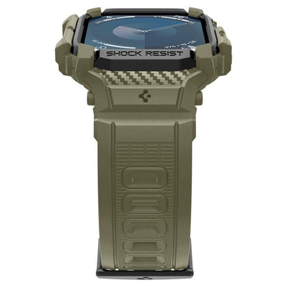 Spigen Rugged Armor Pro - Apyrankė su dėklu, skirta Apple Watch 10 46 mm (Vintage Khaki)