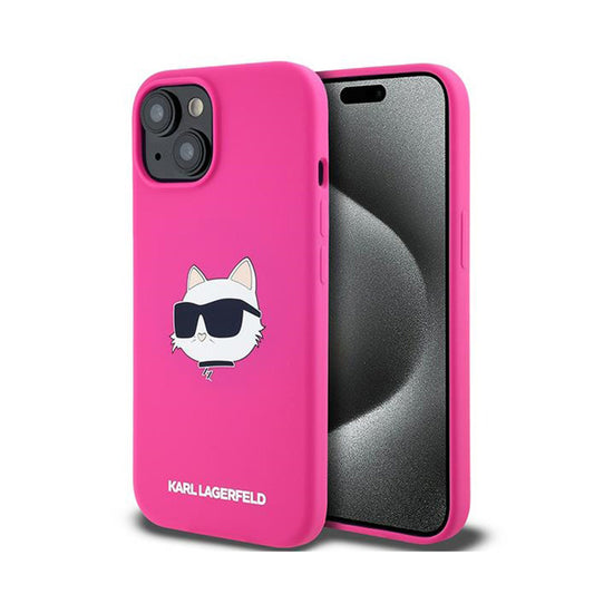 Karl Lagerfeld Silikoninis Choupette Head MagSafe - iPhone 15 Plus / 14 Plus dėklas (rožinis)