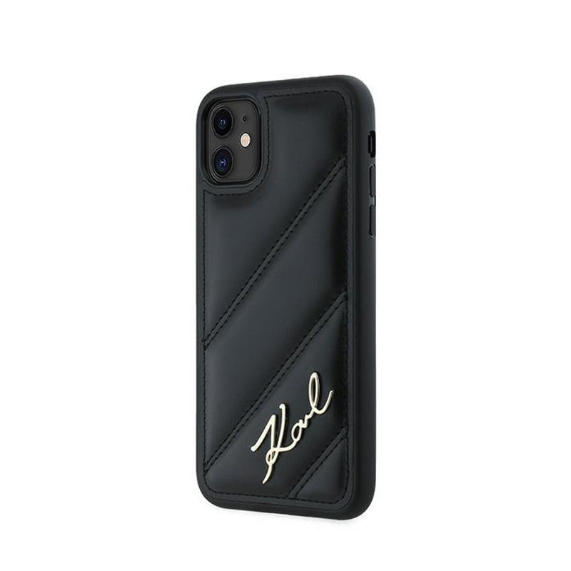 Karl Lagerfeld Diagonal Quilted Script – dėklas iPhone 11 (juodas)