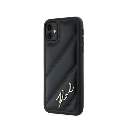 Karl Lagerfeld Diagonal Quilted Script – dėklas iPhone 11 (juodas)