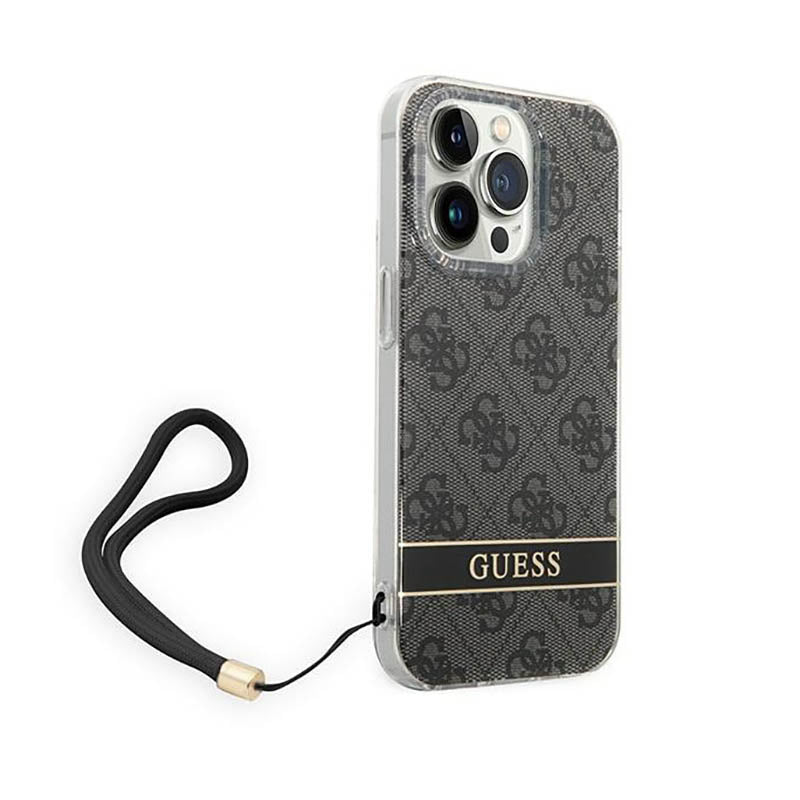 Guess 4G Print Cord – dėklas iPhone 14 Pro Max (juodas)