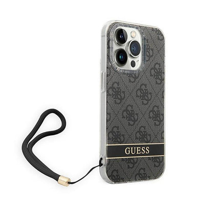 Guess 4G Print Cord – dėklas iPhone 14 Pro Max (juodas)