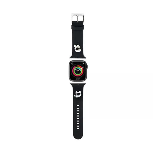 Karl Lagerfeld 3D Rubber Karl & Choupette Heads NFT – dirželis, skirtas Apple Watch 38/40/41 mm (juodas)