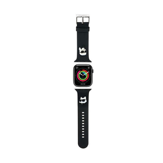 Karl Lagerfeld 3D Rubber Karl & Choupette Heads NFT – dirželis, skirtas Apple Watch 38/40/41 mm (juodas)
