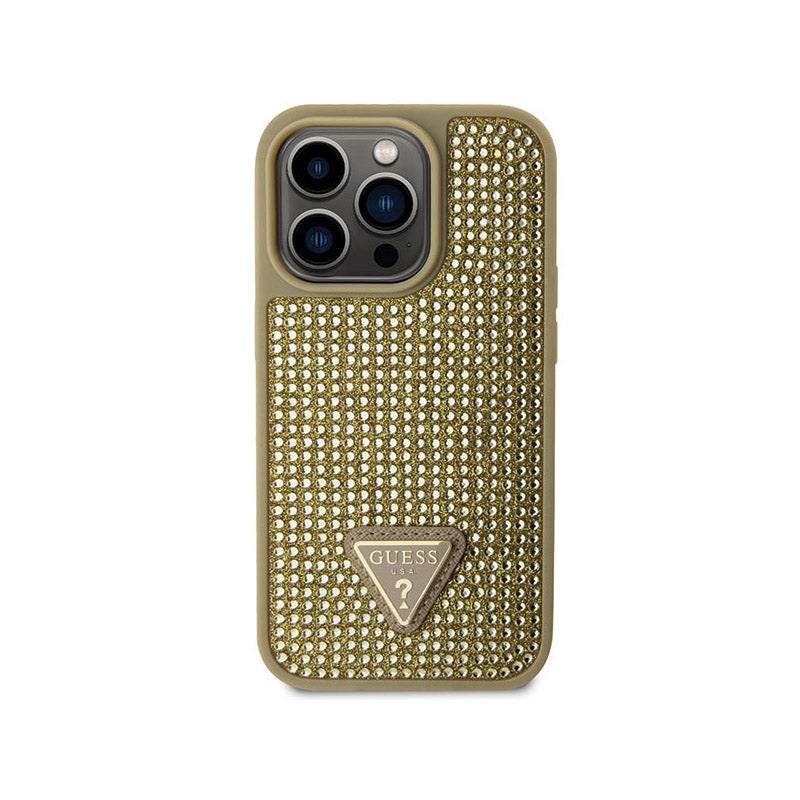 Guess Rhinestone Triangle – dėklas, skirtas „iPhone 14 Pro“ (auksinis)