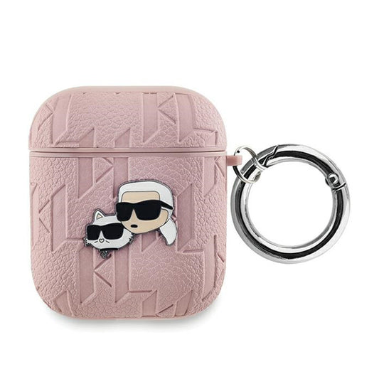 Karl Lagerfeld Monogram Karl & Choupette Head - AirPods 1/2 gen dėklas (rožinis)