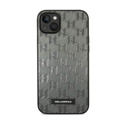 Karl Lagerfeld Saffiano Mono Metal Logo – dėklas, skirtas iPhone 14 (pilkas)