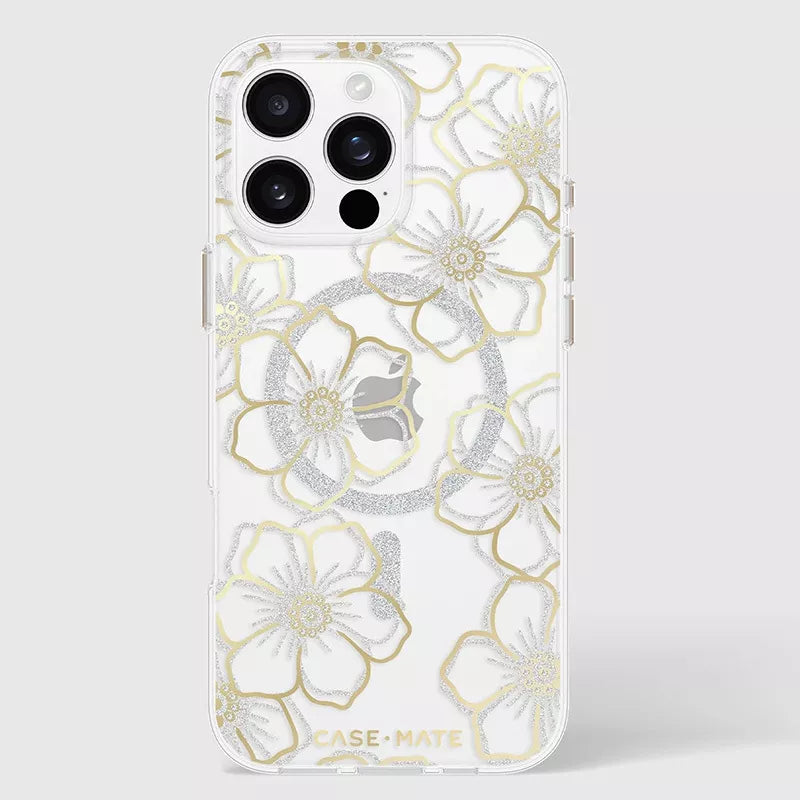 Case-Mate Floral Gems MagSafe – dėklas iPhone 16 Pro Max (auksinis)