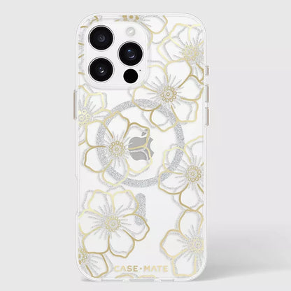 Case-Mate Floral Gems MagSafe – dėklas iPhone 16 Pro Max (auksinis)