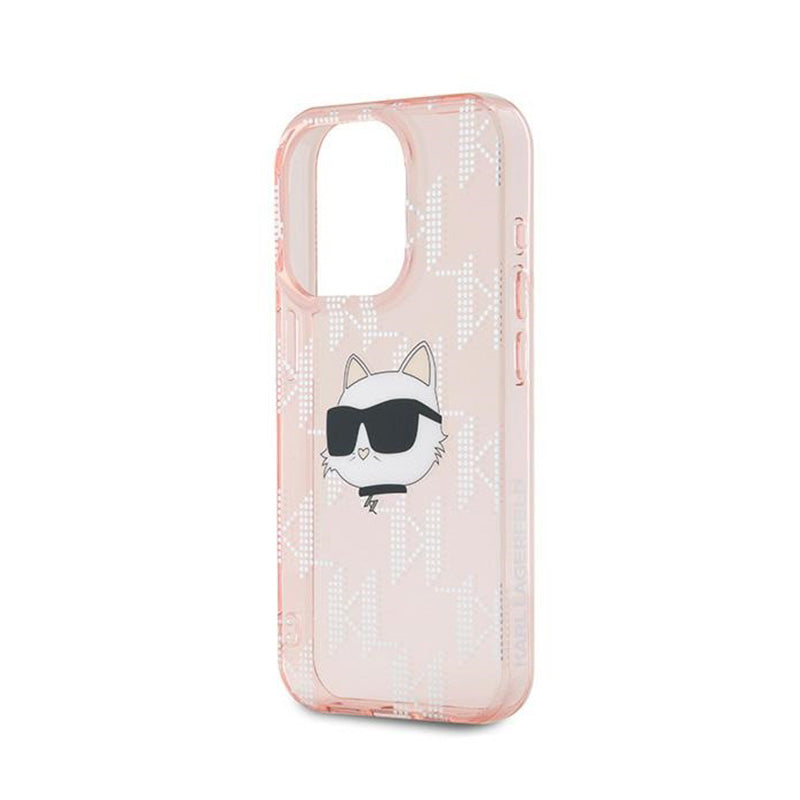 Karl Lagerfeld IML Choupette Head & Monogram – iPhone 15 Pro Max dėklas (rožinis)