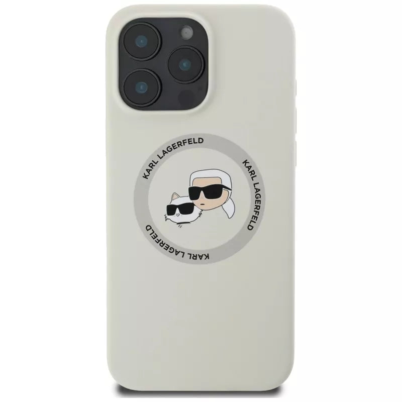 Karl Lagerfeld Silicone Double Heads And Circle MagSafe – „iPhone 16 Pro“ dėklas (smėlio spalvos)