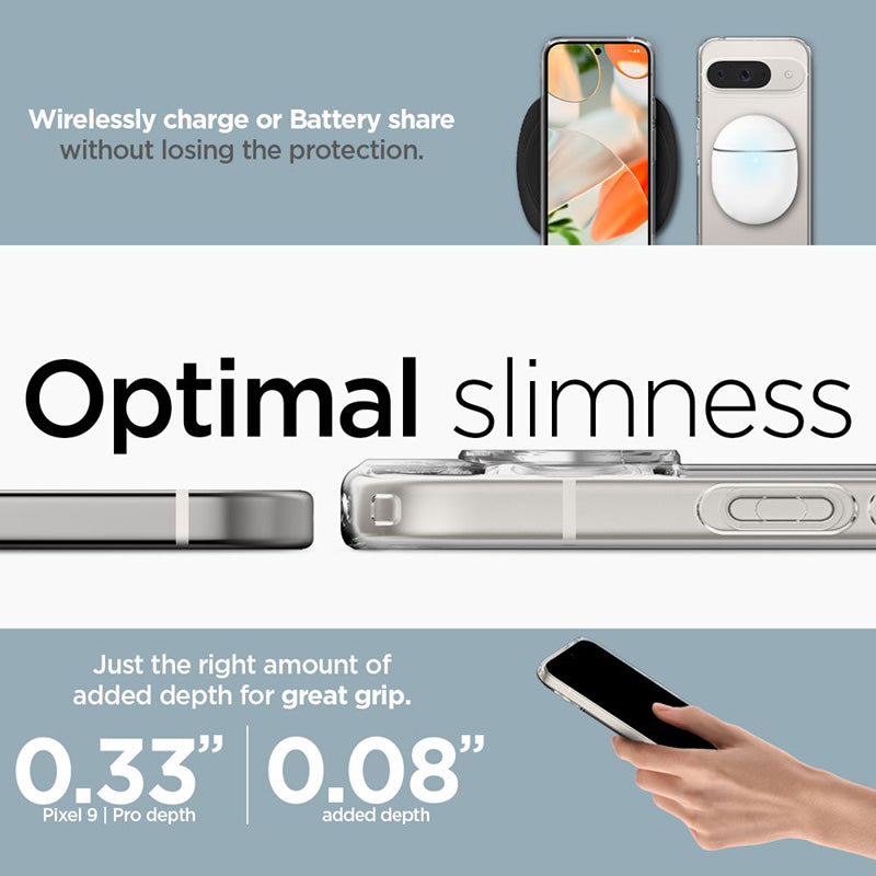 Spigen Ultra Hybrid – dėklas, skirtas Google Pixel 9 / 9 Pro (visiškai skaidrus)