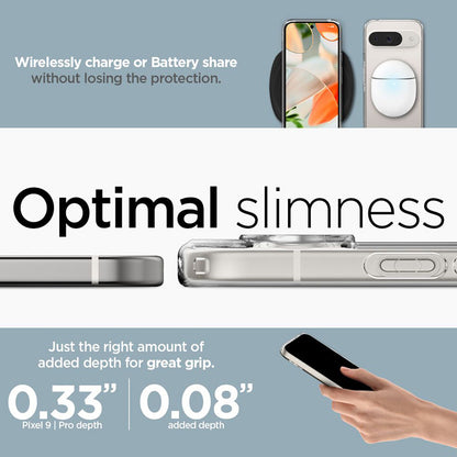 Spigen Ultra Hybrid – dėklas, skirtas Google Pixel 9 / 9 Pro (visiškai skaidrus)