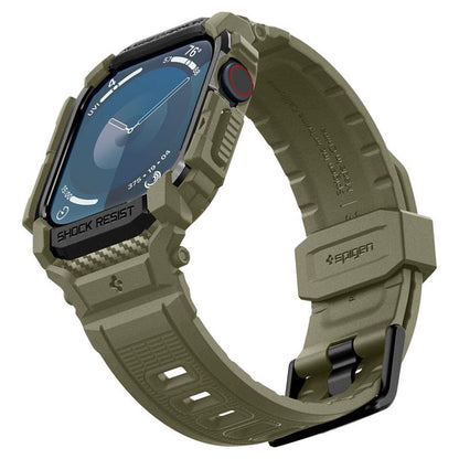 Spigen Rugged Armor Pro - Apyrankė su dėklu, skirta Apple Watch 10 46 mm (Vintage Khaki)