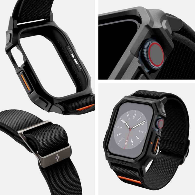Spigen Lite Fit "Pro" - Dėklas su dirželiu skirtas Apple Watch 10 42 mm (Matinė juoda)