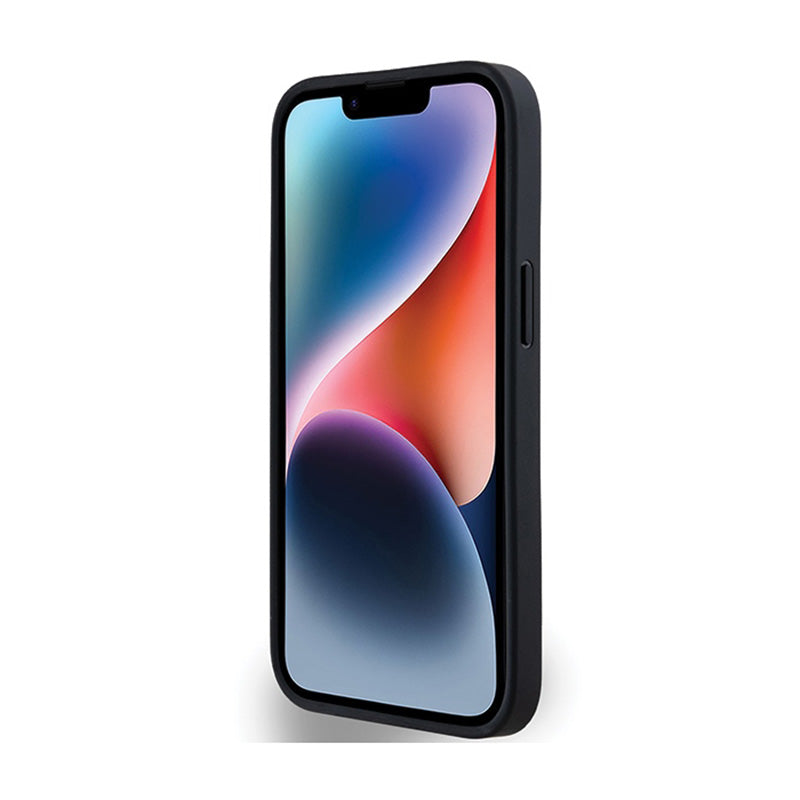 DKNY Odinis Dėklas su Mono Juostele ir Metaliniu Logotipu, skirtas iPhone 14 / 15 / 13 (juodas)