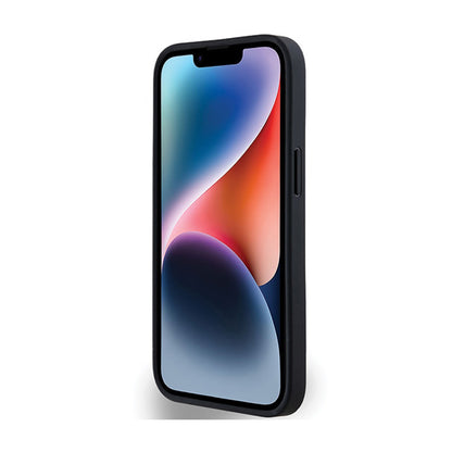 DKNY Odinis Dėklas su Mono Juostele ir Metaliniu Logotipu, skirtas iPhone 14 / 15 / 13 (juodas)